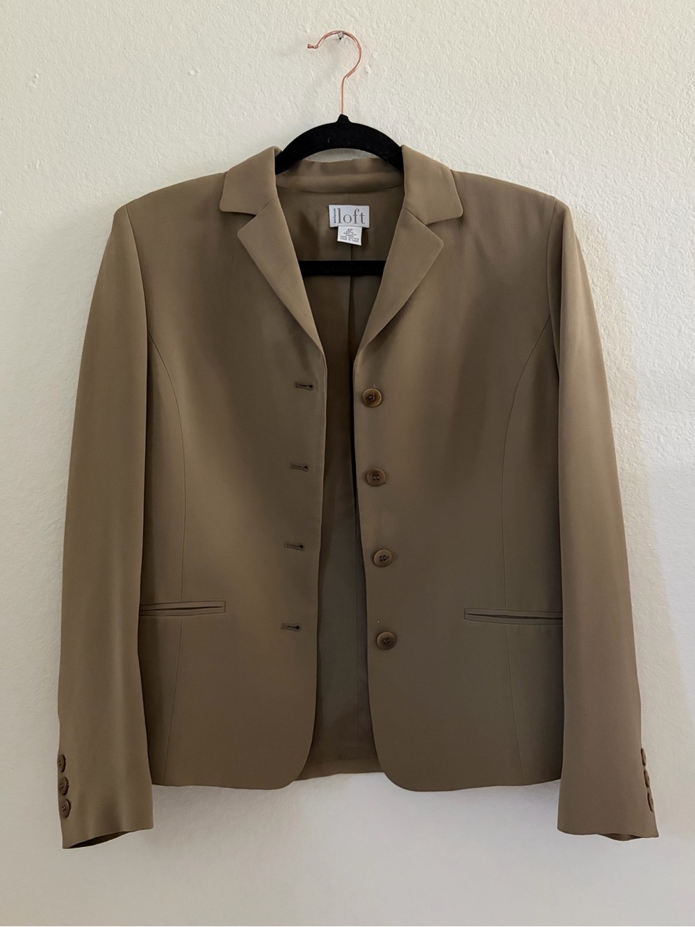LOFT Taupe/Beige Tailored Silk Blazer